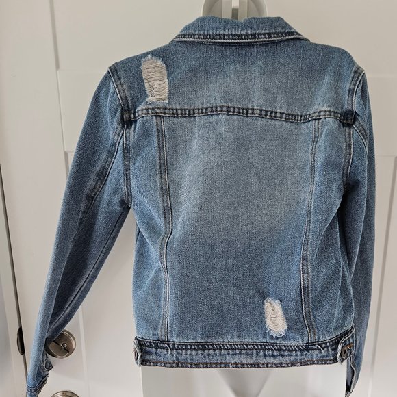 Highway Premium Denim Jean Jacket. Sz. SM distressed - Picture 3 of 7